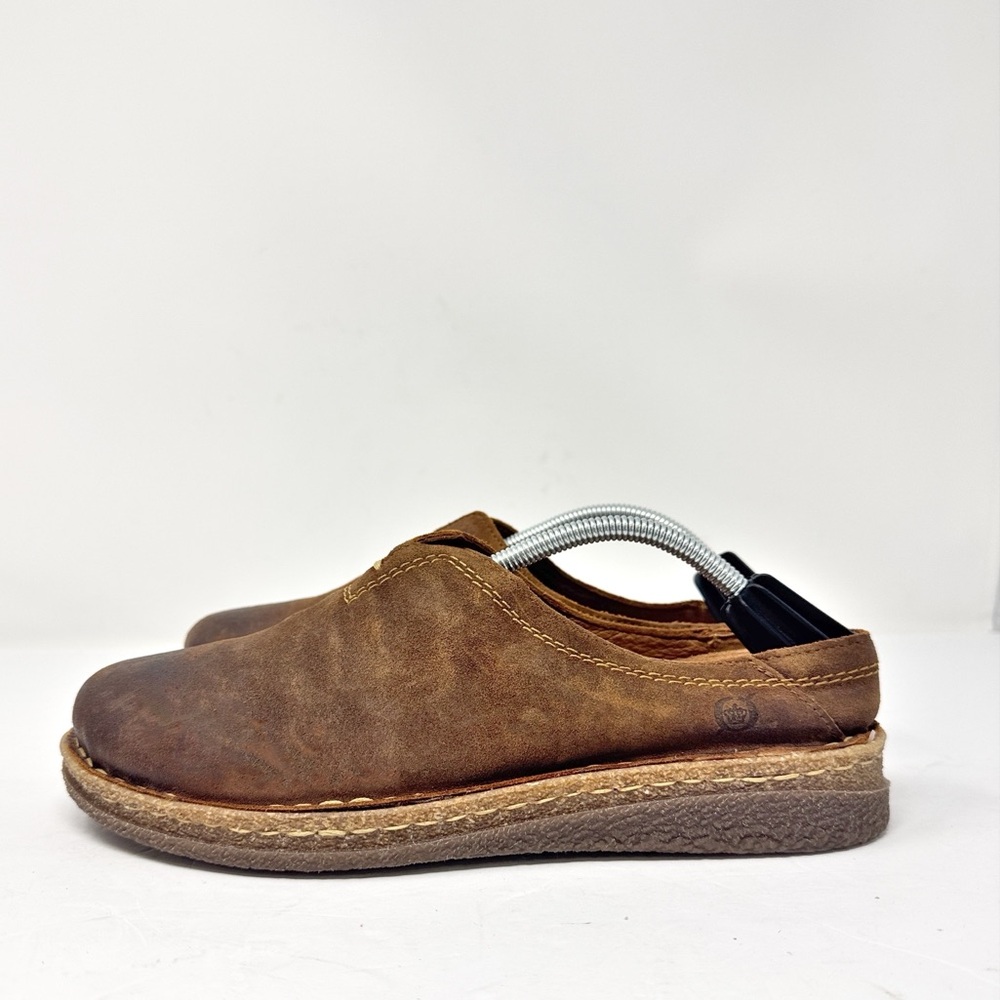 Born Seanna Distressed Suede Leather Slip On Clogs Brown Size 8.5 - Picture 4 of 12